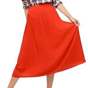 Red J Crew Factory Pleated Midi Skirt Size 6